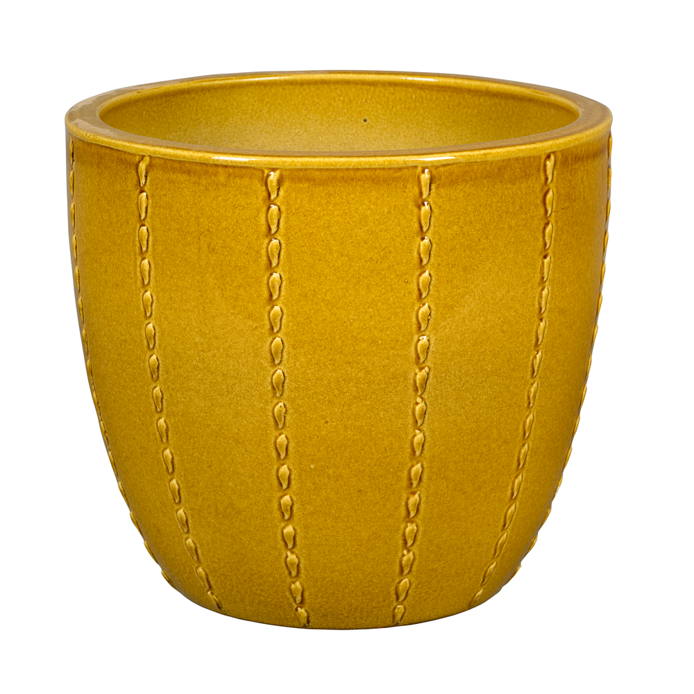 Pot émaillé en grès Séoul 10-01T Ocre - D.38xH.34cm