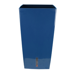 Pot Eva New en plastique carré haut bleu - H.68,5xD.37cm