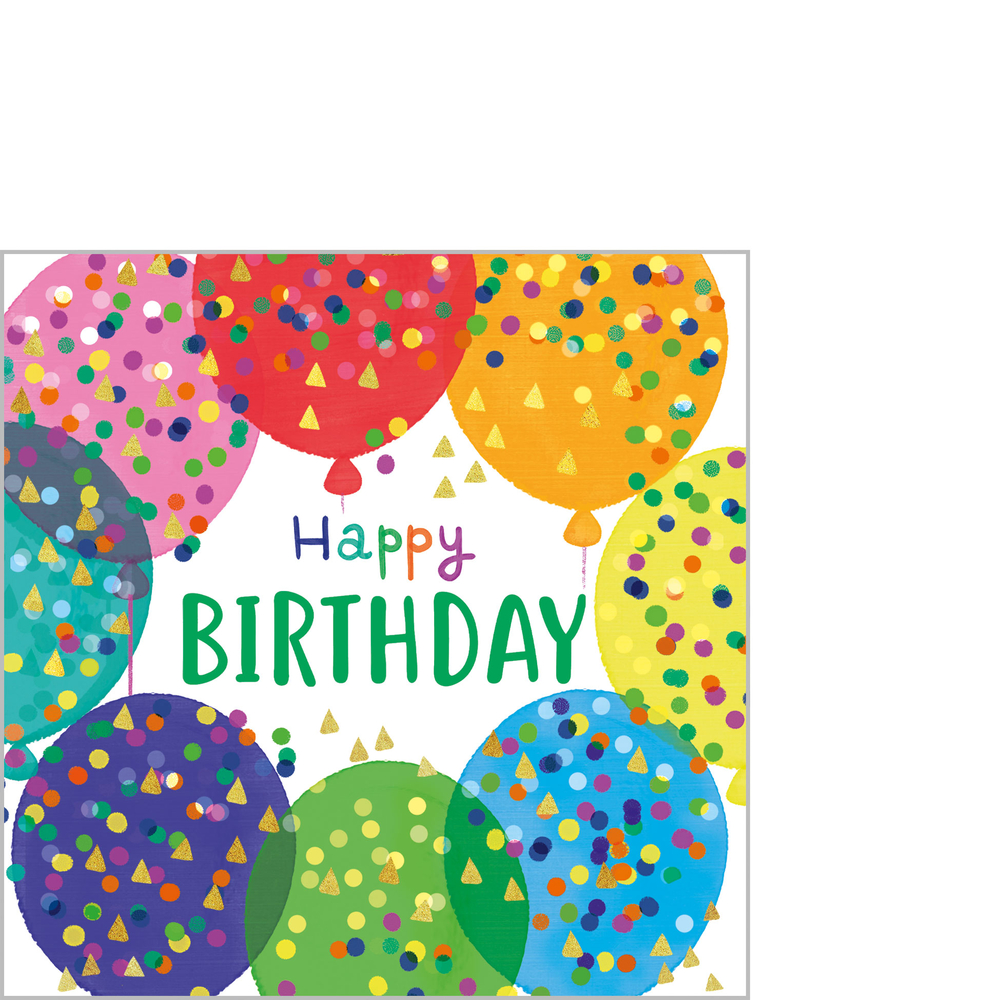 Lot de 20 serviettes papier FSC 'Balloon birthday' - L.25xl.25cm