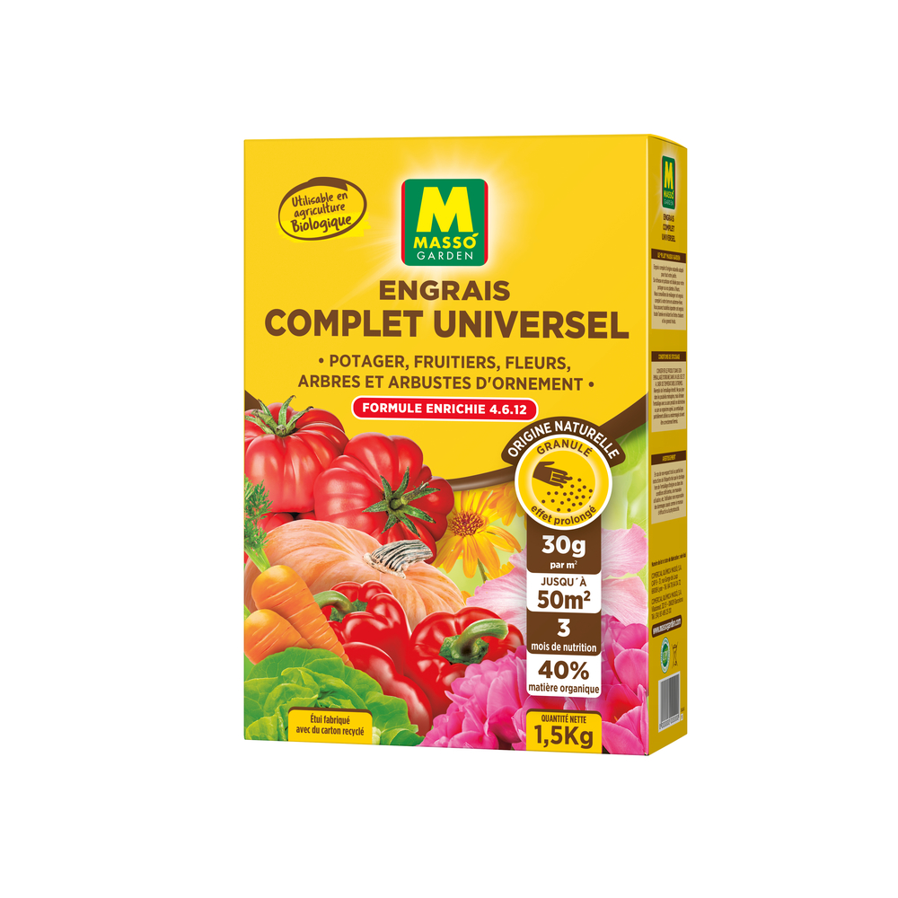Engrais organo-minéral complet universel, formule enrichie - 1,5kg