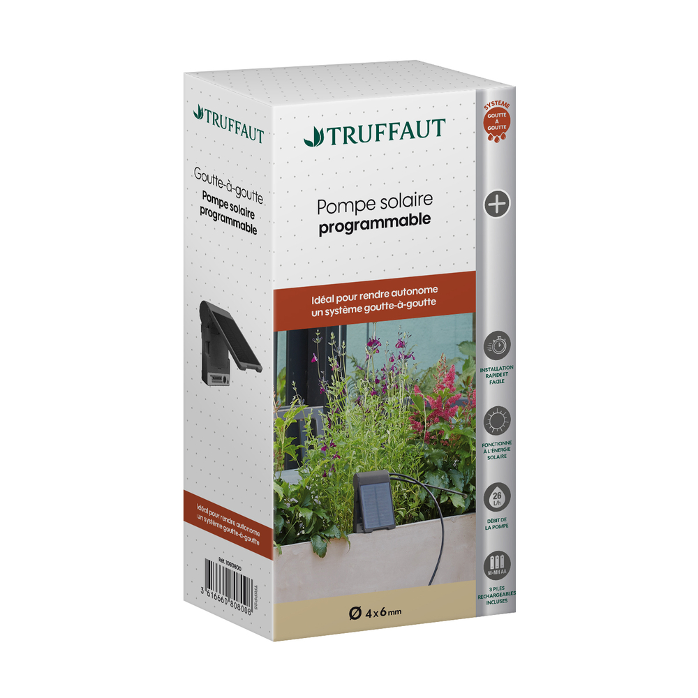 Pompe solaire programmable avec trio de piles rechargeables