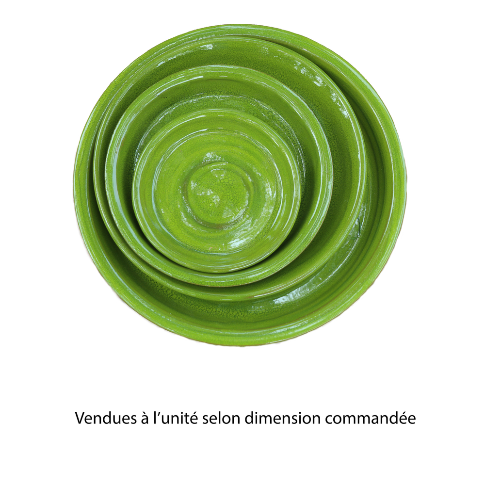 Soucoupe en terre cuite émaillée, coloris forêt - D.18cm
