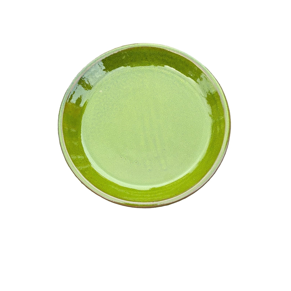 Soucoupe en terre cuite émaillée, coloris forêt - D.22cm