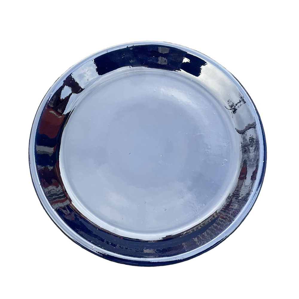 Soucoupe en terre cuite émaillée, coloris nuit étoilée - D.28cm