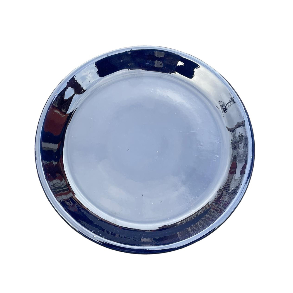 Soucoupe en terre cuite émaillée, coloris nuit étoilée - D.33cm