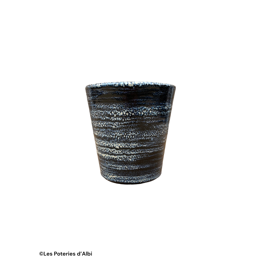 Pot Odyssée, terre cuite émaillée, coloris nuit étoilée - D.18xH.18cm