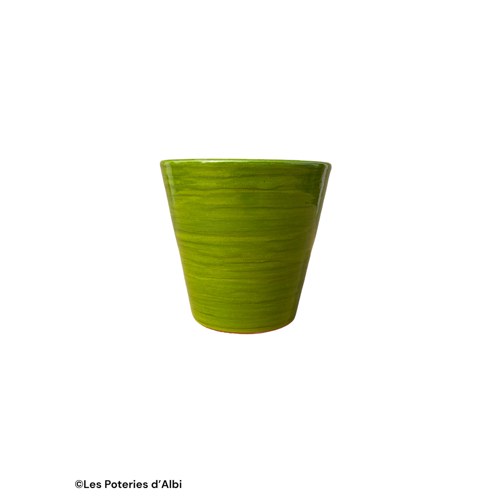 Pot Odyssée en terre cuite émaillée, coloris forêt - D.18xH.18cm