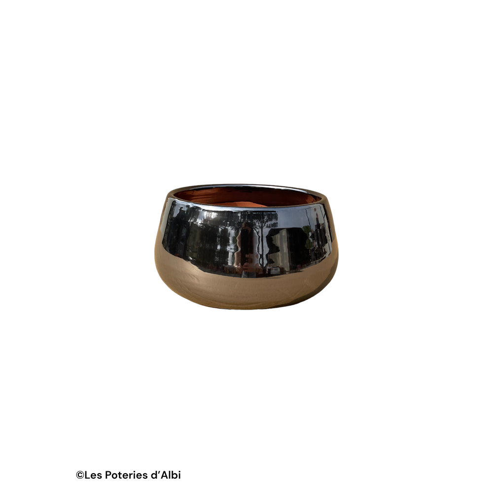 Coupe Refuge en terre cuite émaillée, coloris métal - D.22xH.14cm