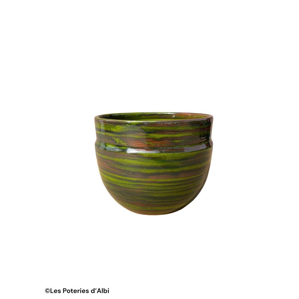 Pot Austral en terre cuite émaillée, coloris forêt - D.20xH.16cm
