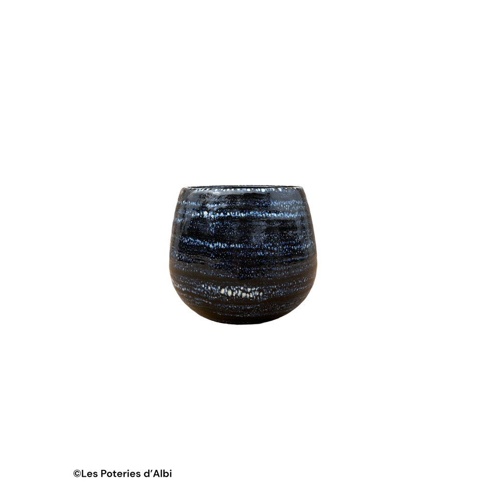 Pot Cancale, terre cuite émaillée, coloris nuit étoilée - D.14xH.14cm
