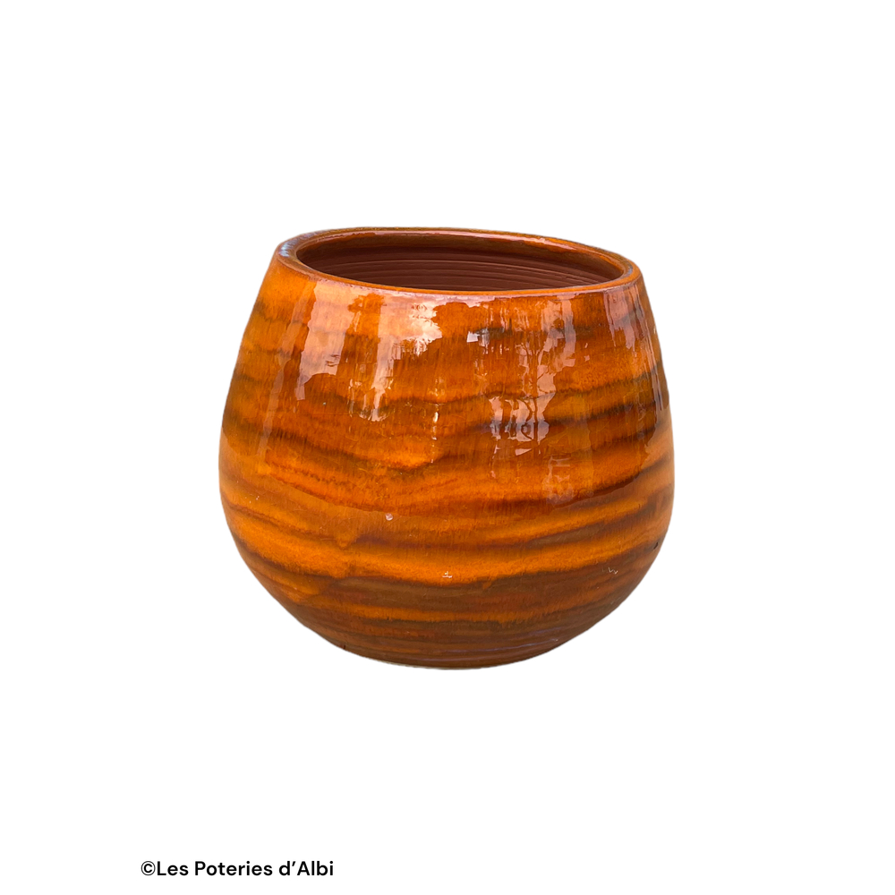 Pot Cancale en terre cuite émaillée, coloris savane - D.14xH.14cm