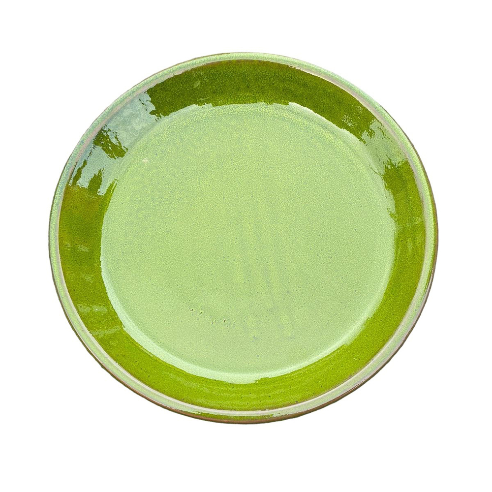 Soucoupe en terre cuite émaillée, coloris forêt - D.36cm