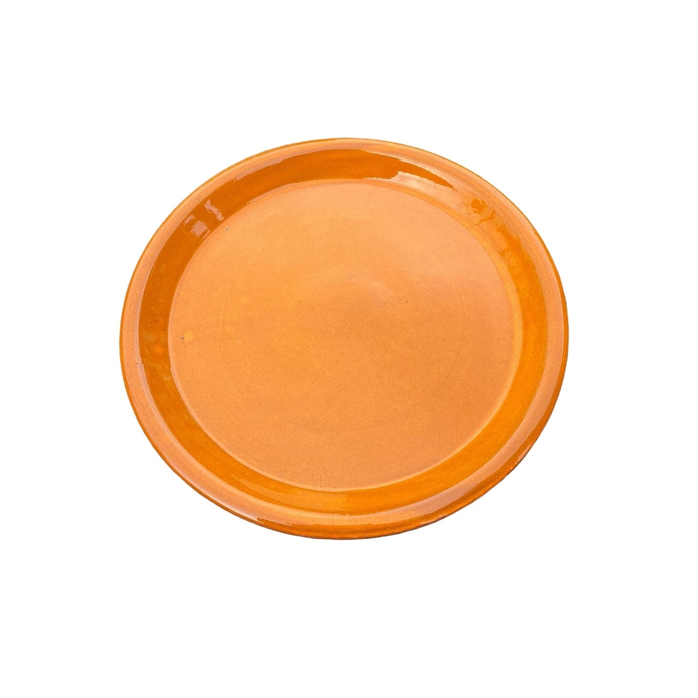 Soucoupe en terre cuite émaillée, coloris savane - D.36cm