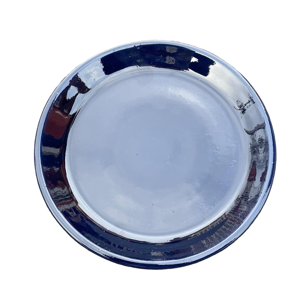 Soucoupe en terre cuite émaillée, coloris nuit étoilée - D.36cm