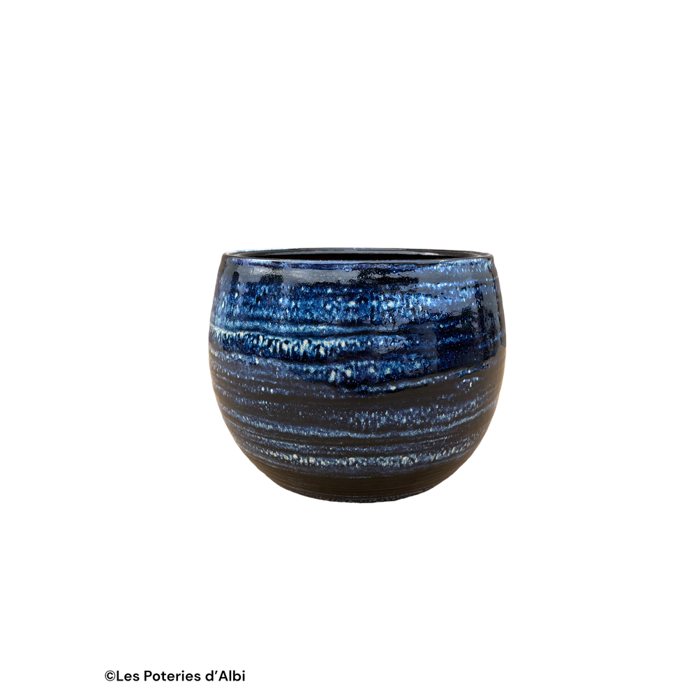 Pot Lisere en terre cuite émaillée, coloris nuit étoilée - D.20xH.17cm