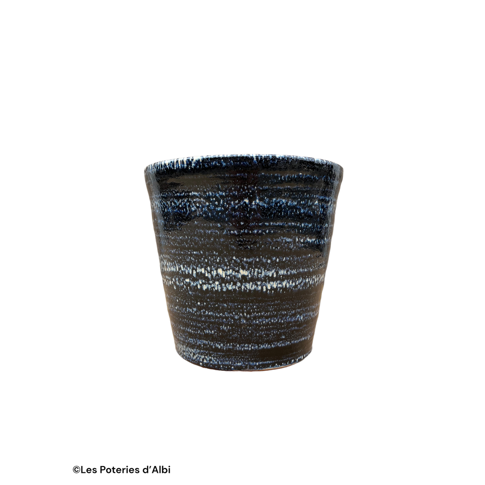 Pot Odyssée, terre cuite émaillée, coloris nuit étoilée - D.23xH.21cm
