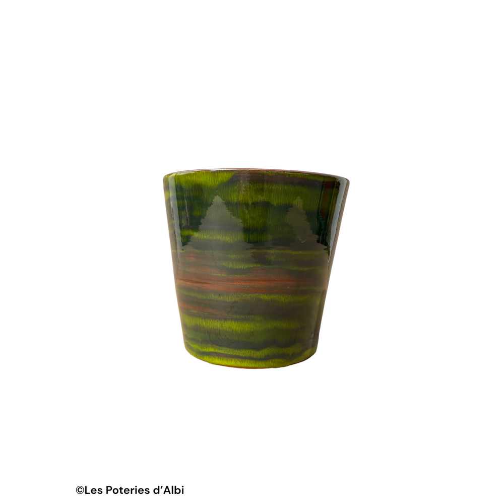 Pot Odyssée en terre cuite émaillée, coloris forêt - D.23xH.21cm