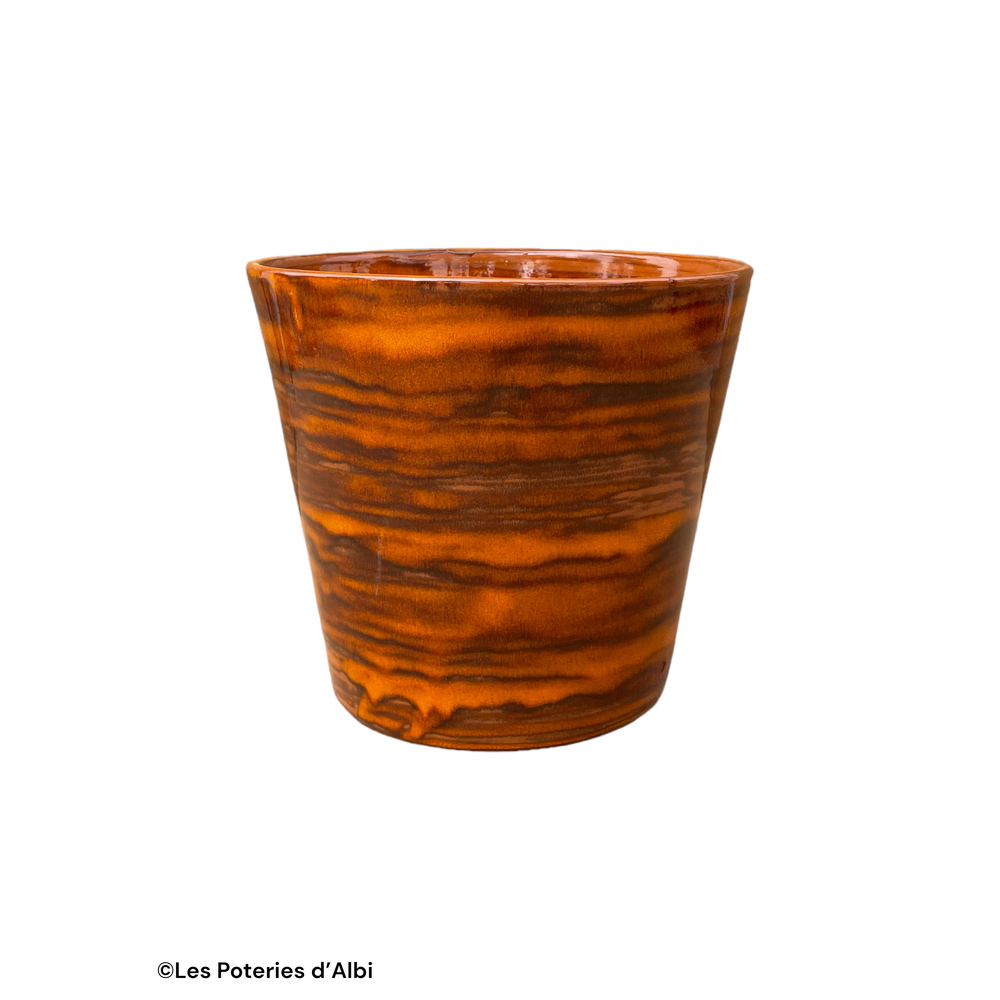 Pot Odyssée en terre cuite émaillée, coloris savane - D.23xH.21cm