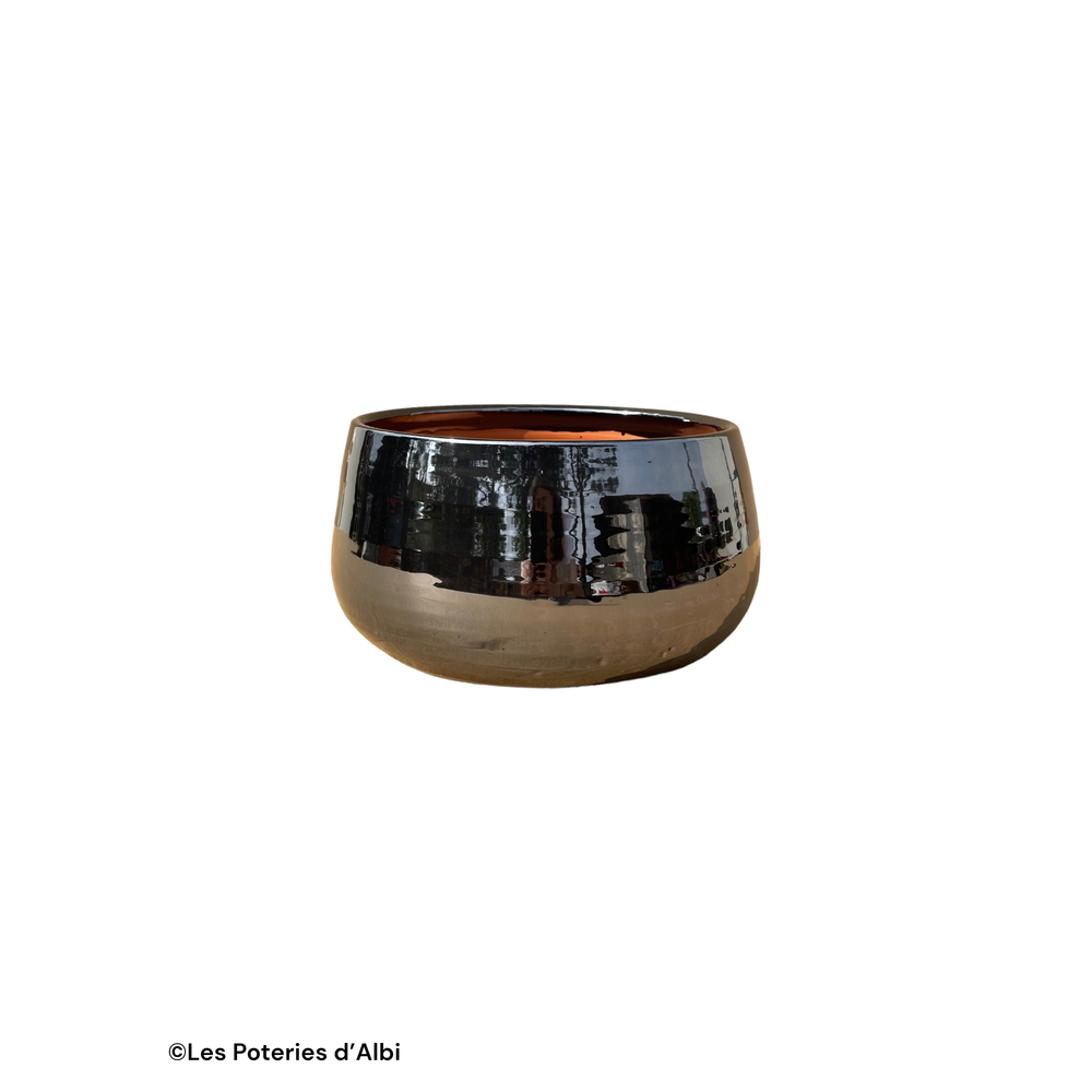 Coupe Refuge en terre cuite émaillée, coloris métal - D.27xH.16cm