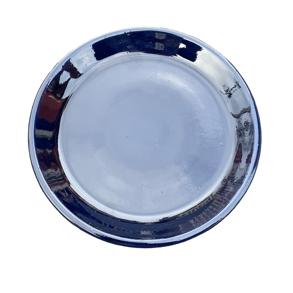 Soucoupe en terre cuite émaillée, coloris nuit étoilée - D.41cm