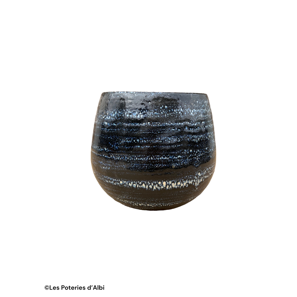 Pot Cancale, terre cuite émaillée, coloris nuit étoilée - D.21xH.21cm