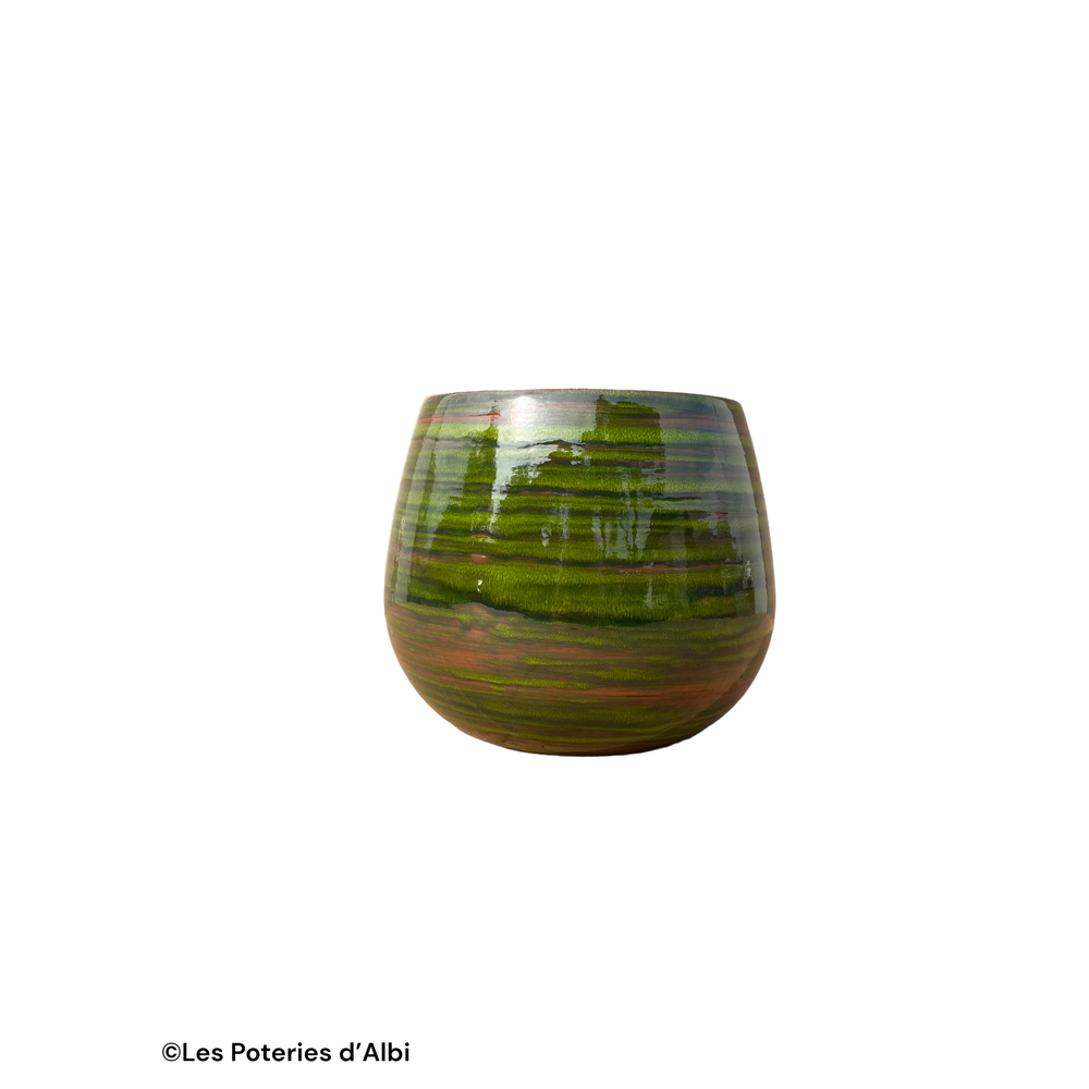 Pot Cancale en terre cuite émaillée, coloris forêt - D.21xH.21cm