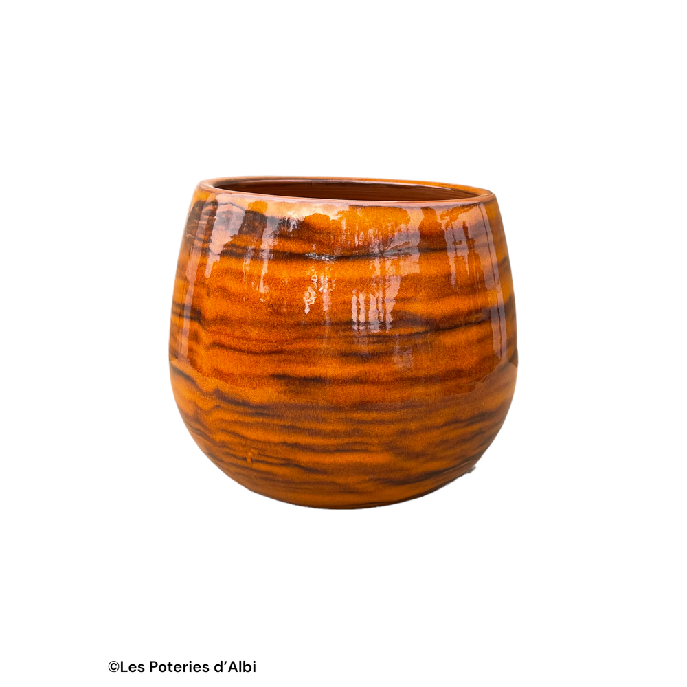 Pot Cancale en terre cuite émaillée, coloris savane - D.21xH.21cm