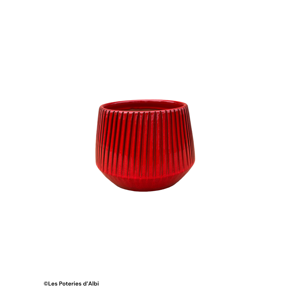 Pot Caractère, terre cuite émaillée, coloris coquelicot - D.21xH.19cm