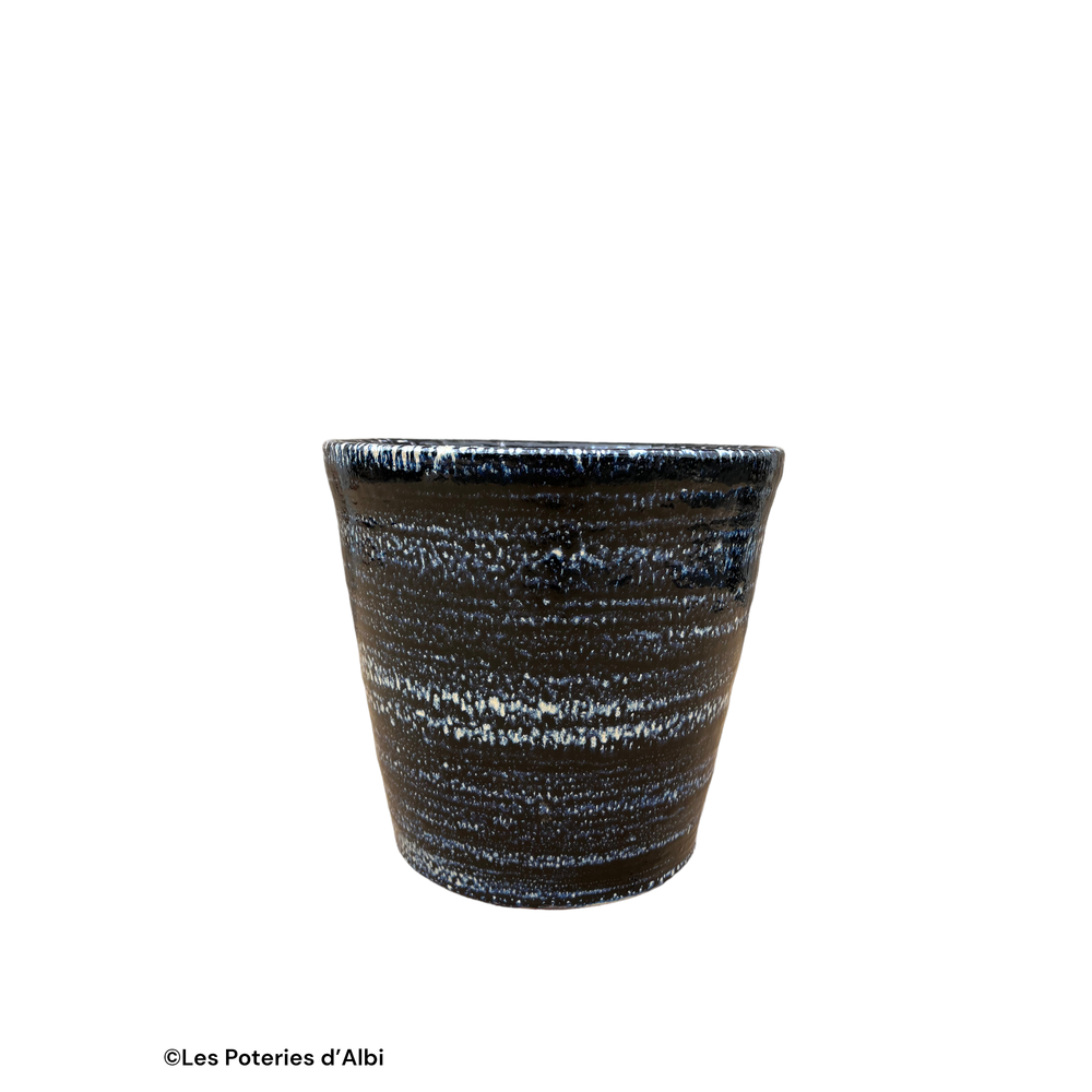 Pot Sydney en terre cuite émaillée, coloris nuit étoilée - D.25xH.29cm