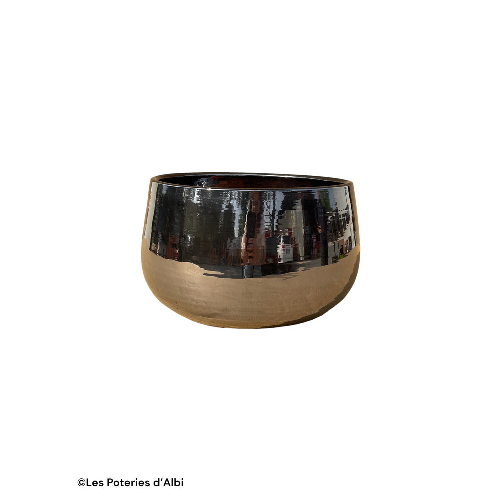 Coupe Refuge en terre cuite émaillée, coloris métal - D.31xH.18cm