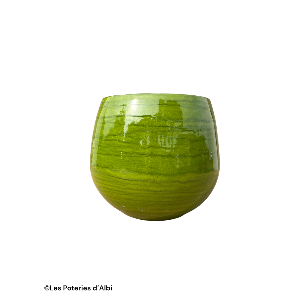 Pot Cancale en terre cuite émaillée, coloris forêt - D.25xH.27cm