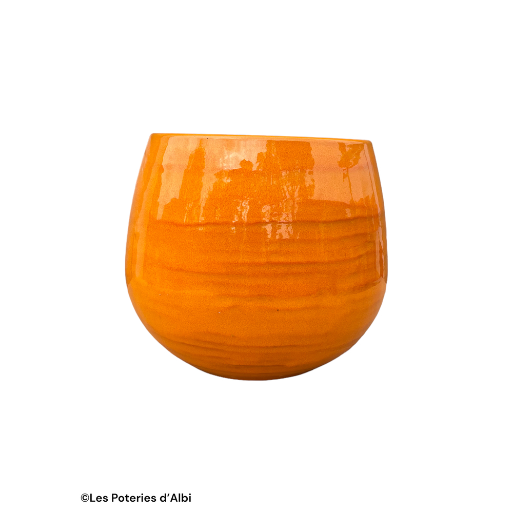 Pot Cancale en terre cuite émaillée, coloris savane - D.25xH.27cm