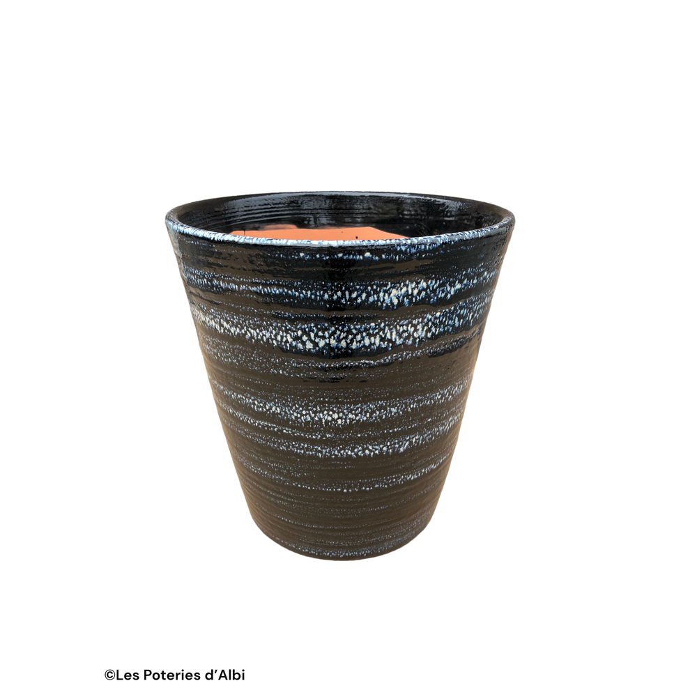 Pot Sydney en terre cuite émaillée, coloris nuit étoilée - D.33xH.35cm