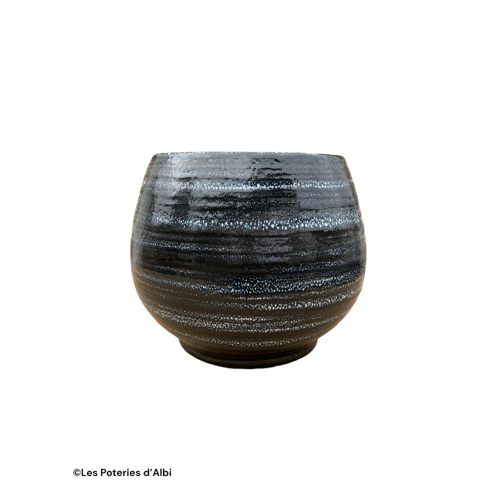 Pot Bahia en terre cuite émaillée, coloris nuit étoilée - D.25xH.31cm
