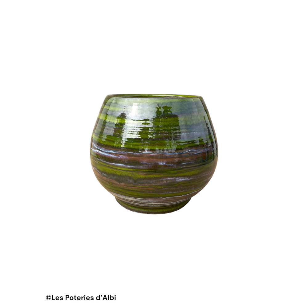 Pot Bahia en terre cuite émaillée, coloris forêt - D.25xH.31cm