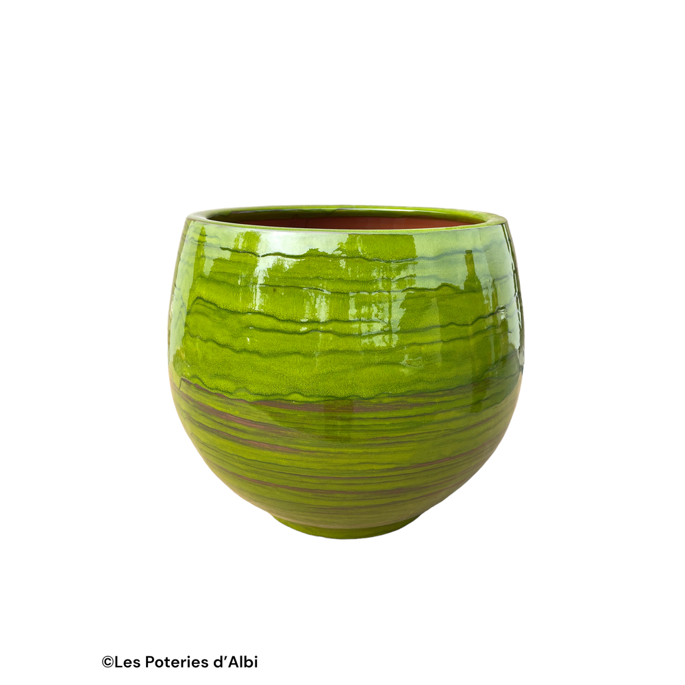 Pot Bahia en terre cuite émaillée, coloris forêt - D.35xH.38cm