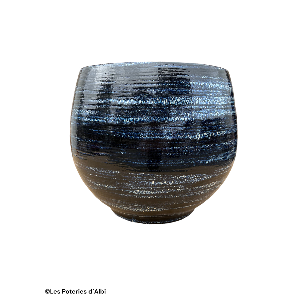 Pot Bahia en terre cuite émaillée, coloris nuit étoilée - D.43xH.46cm