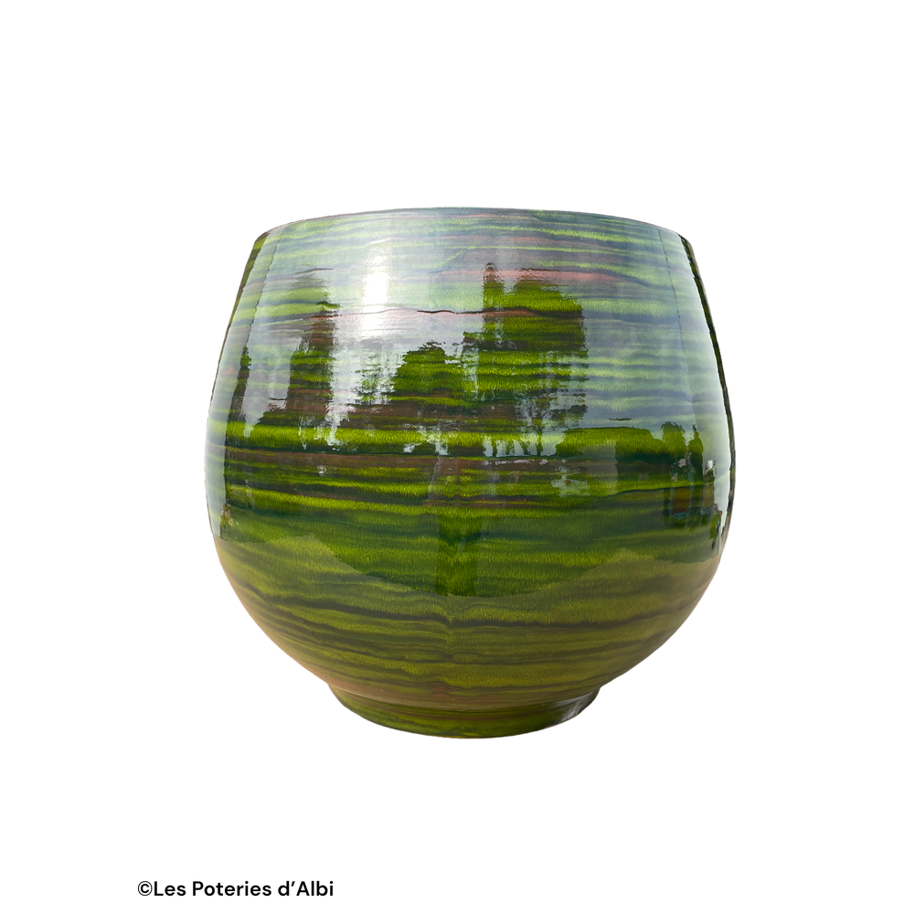 Pot Bahia en terre cuite émaillée, coloris forêt - D.43xH.46cm