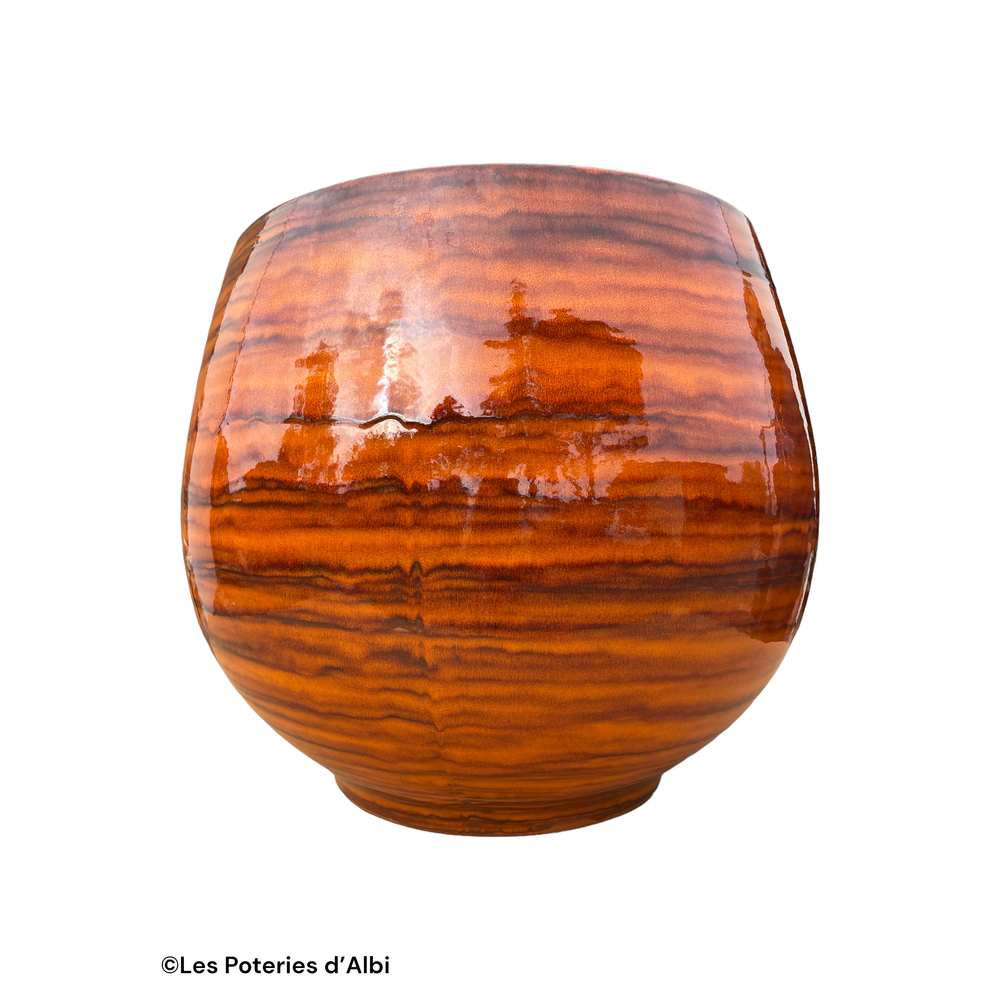 Pot Bahia en terre cuite émaillée, coloris savane - D.43xH.46cm