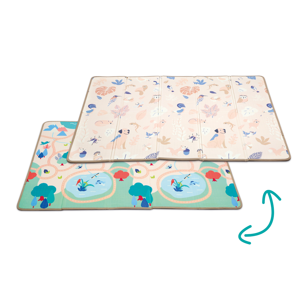 Grand tapis d'éveil pliable réversible pour enfant - 145x195cm
