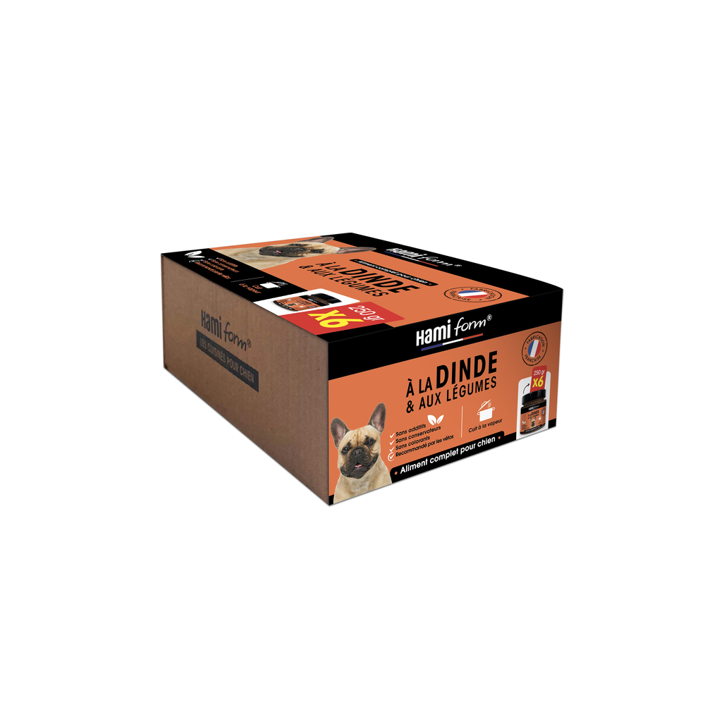 Pack de 6x250g - Cuisinés pour chien à la dinde et aux légumes 