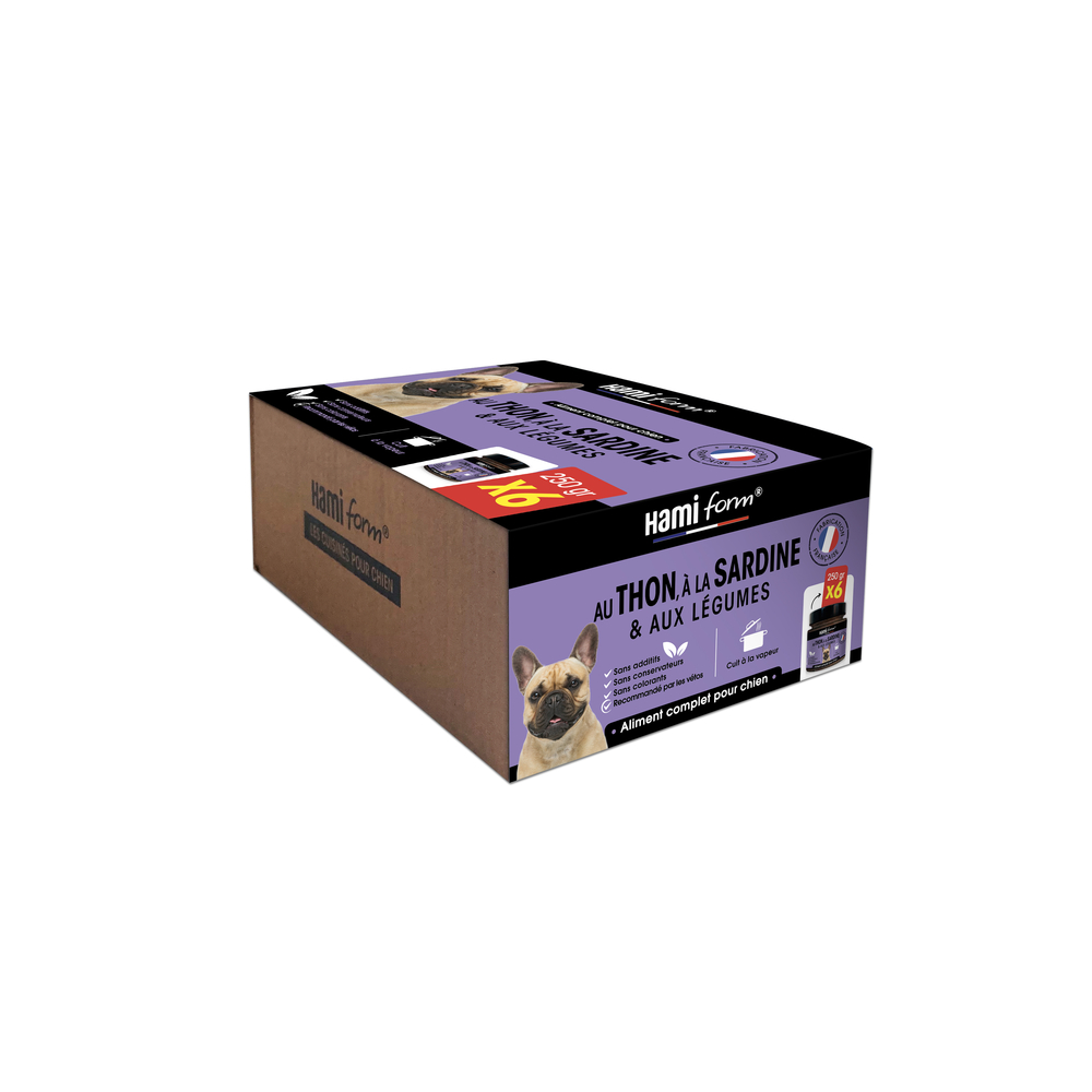 Pack de 6x250g - Cuisinés pour chien au thon, sardine et aux légumes 