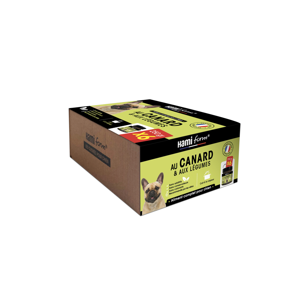 Pack de 6x250g - Cuisinés pour chien au canard et aux légumes