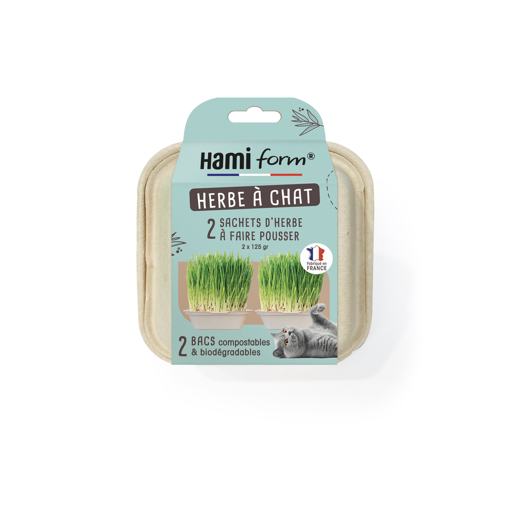 Herbe à chat -Sachets d'herbe à faire pousser 2 x 125g