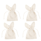 Petits pochons surprise polyester de Pâques Lapinou en lin chiné - x4
