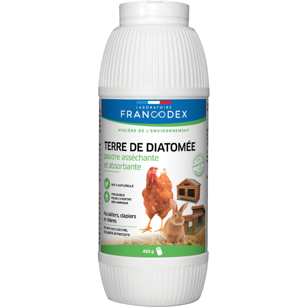 Poudre de terre de diatomée pour poulaillers et clapiers 450g