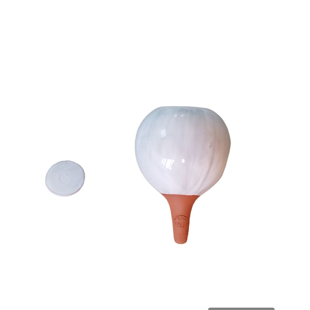 Olla marbrée à planter, réserve d'eau, coloris perle - 40cl