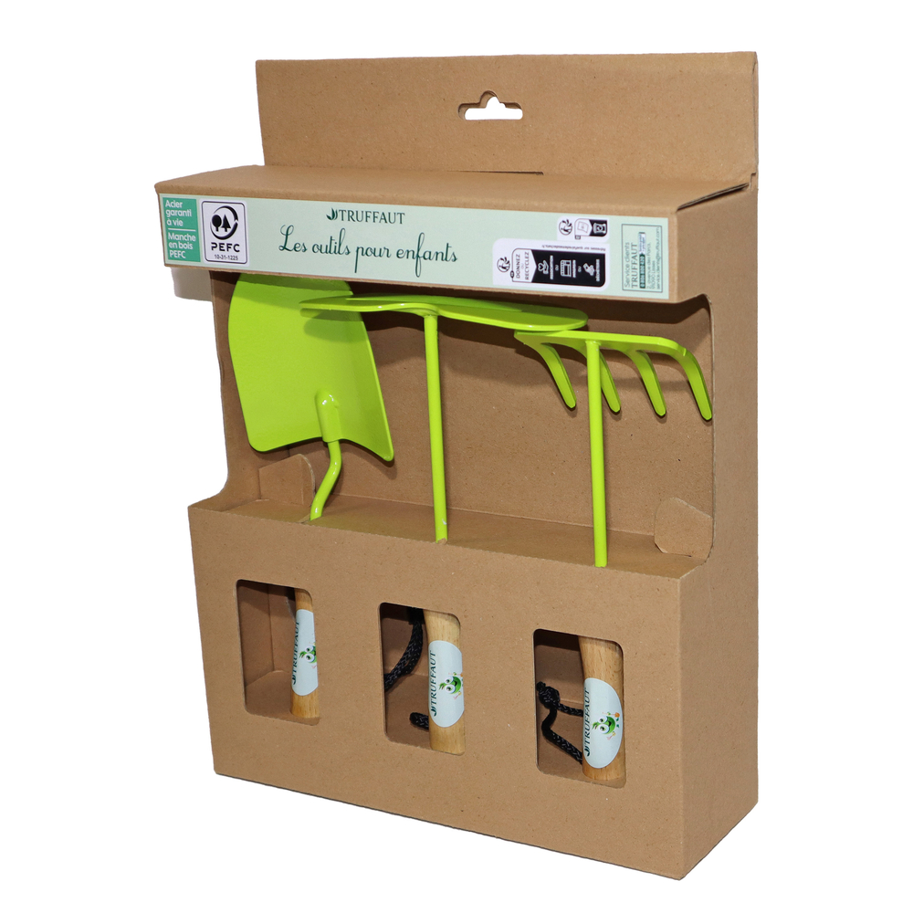 Coffret de 3 petits outils de jardin pour enfant en métal