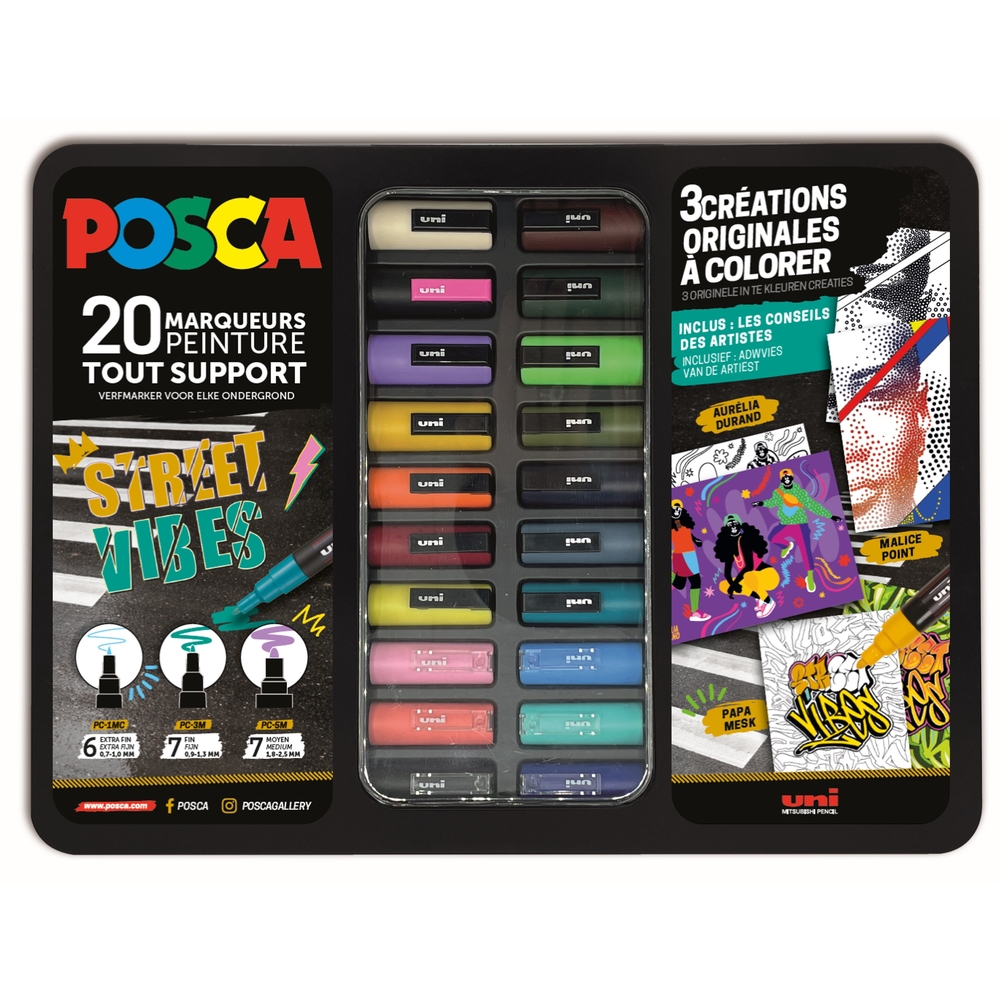 Mallette de 20 marqueurs pour peinture tout support Street Vibes