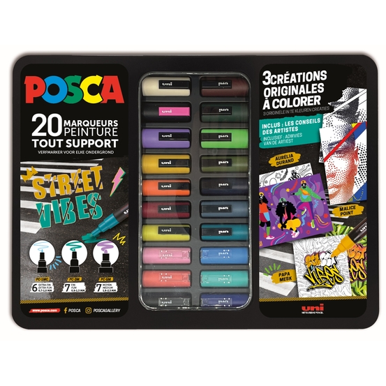 Mallette de 20 marqueurs pour peinture tout support Street Vibes